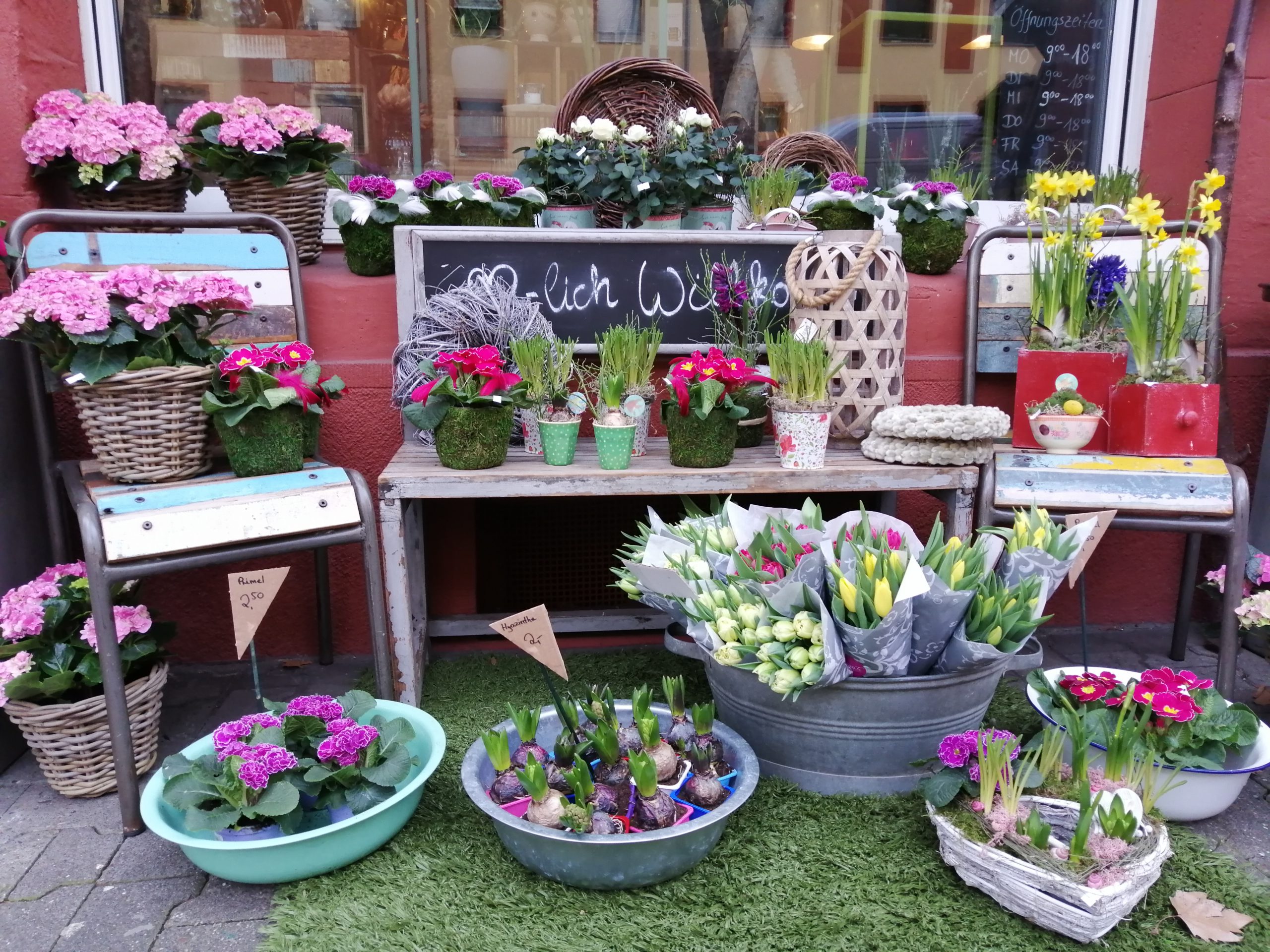 Schon beim Vorbeilaufen lockt das Unicati mit bunten Blumen.