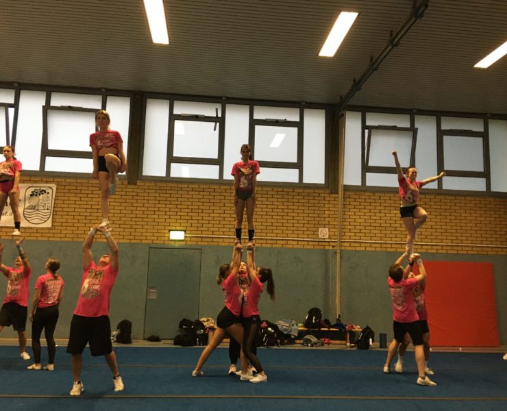 Das Team der Tigers beim Training. Hier werden Hebefiguren, sogenannte Stunts, geübt.