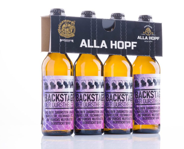 Das Soli-Bier "Backstage": Eine Aktion von der Woinemer Hausbrauerei, dem Café Central, dem Verein CreAktiv und Journalist Sandro Furlan. © Backstage - Der Dursthelfer