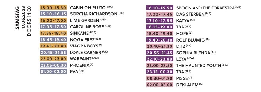 Zeitplan Samstag 17.06.23 für das 12. Maifeld Derby 2023 © Maifeld Derby